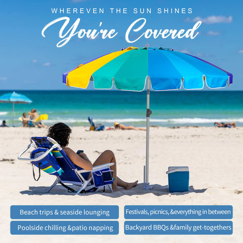 AMMSUN sand anchor accessory secures the umbrella on sandy surfaces for windy protection.