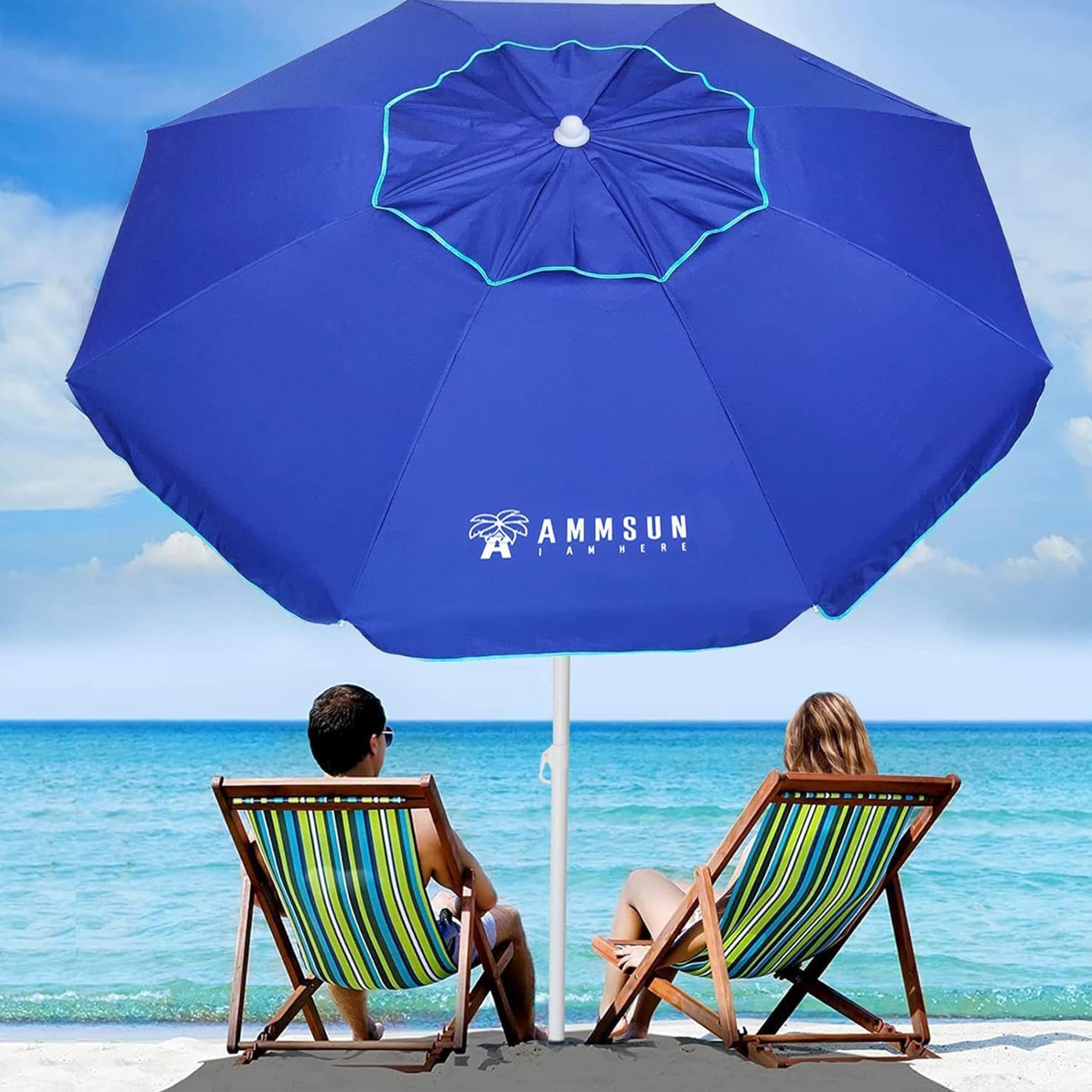 AMMSUN sand anchor compatible umbrella for sandy surfaces