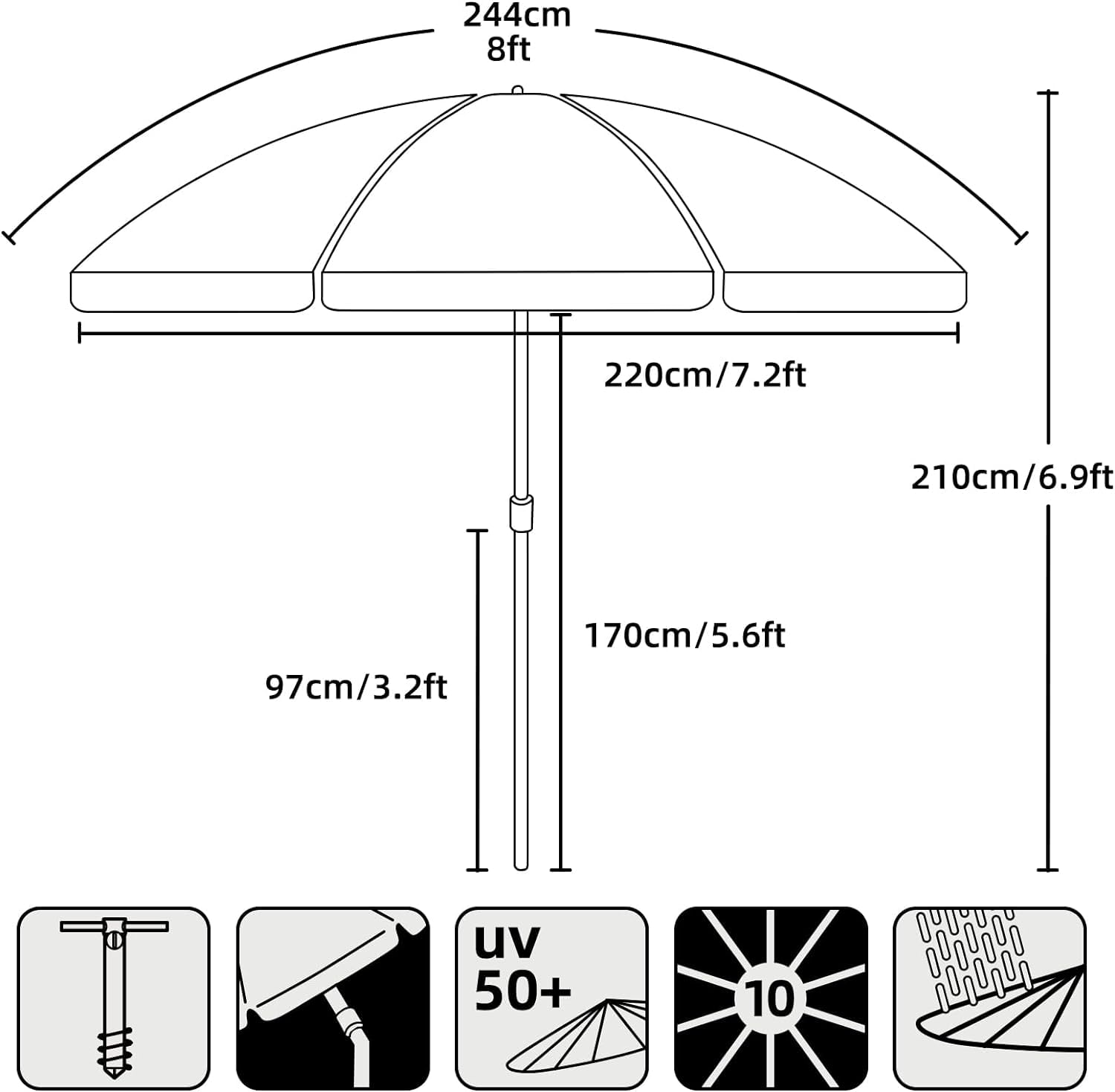 AMMSUN sand anchor folds for convenient packing on trips.