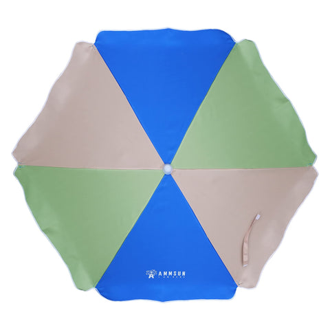 AMMSUN umbrella shielding the water table during family play outdoors