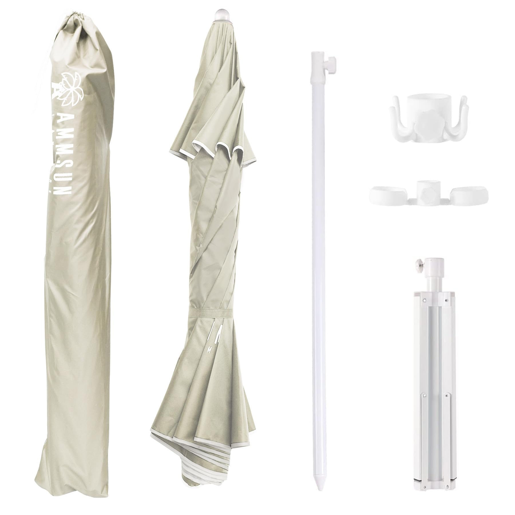 AMMSUN shade umbrella ground stakes stabilize in breezy conditions.