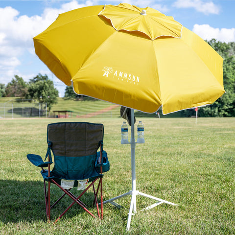 AMMSUN Shade Umbrella height-adjustable pole offers versatile standing or lounging shade.