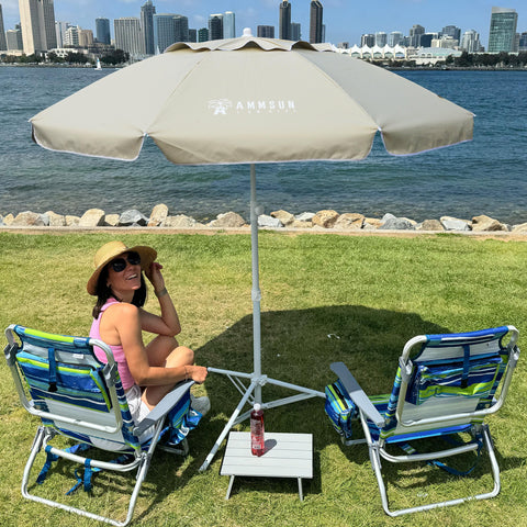 AMMSUN shade umbrella steel base providing stable support for the 6.5ft canopy.