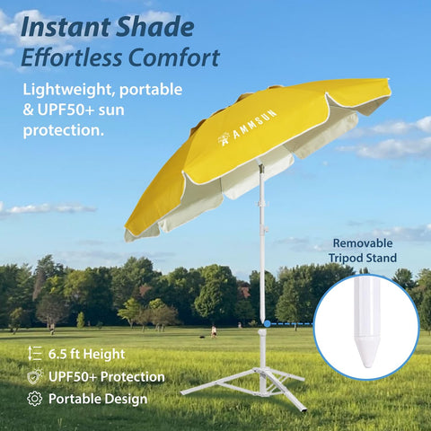 AMMSUN Shade Umbrella steel tripod base boosts stability during wind.
