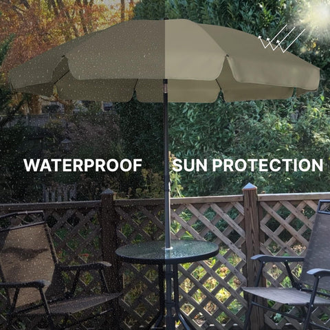AMMSUN steel pole and eight ribs provide durable outdoor shade.