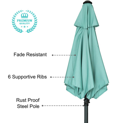 AMMSUN steel pole and six ribs provide sturdy support in breezy outdoor conditions.