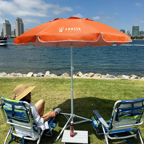 AMMSUN steel tripod base stabilizes the umbrella in windy conditions