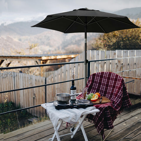 AMMSUN umbrella used with a patio table for compatible shade coverage.