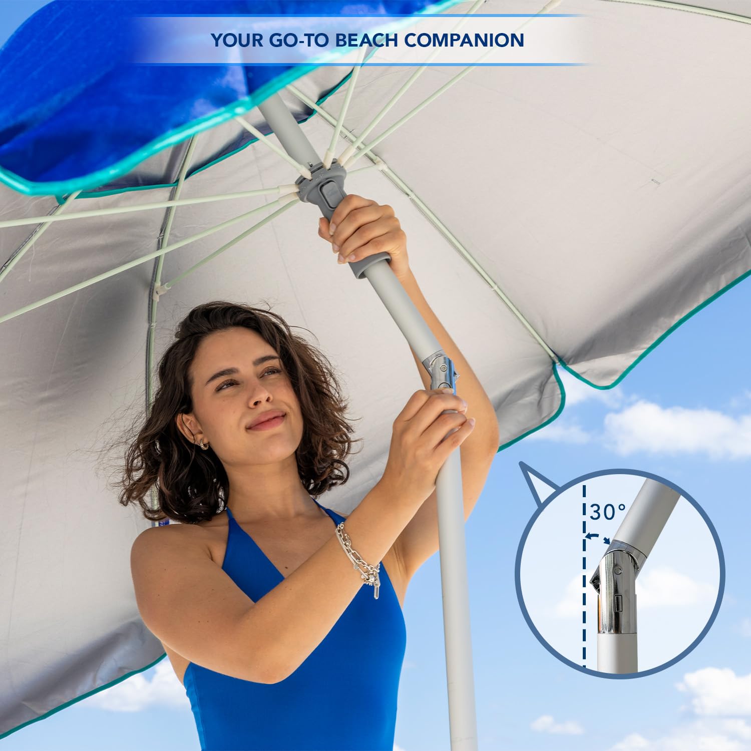 AMMSUN tilt-pole design allows you to adjust shade without repositioning.
