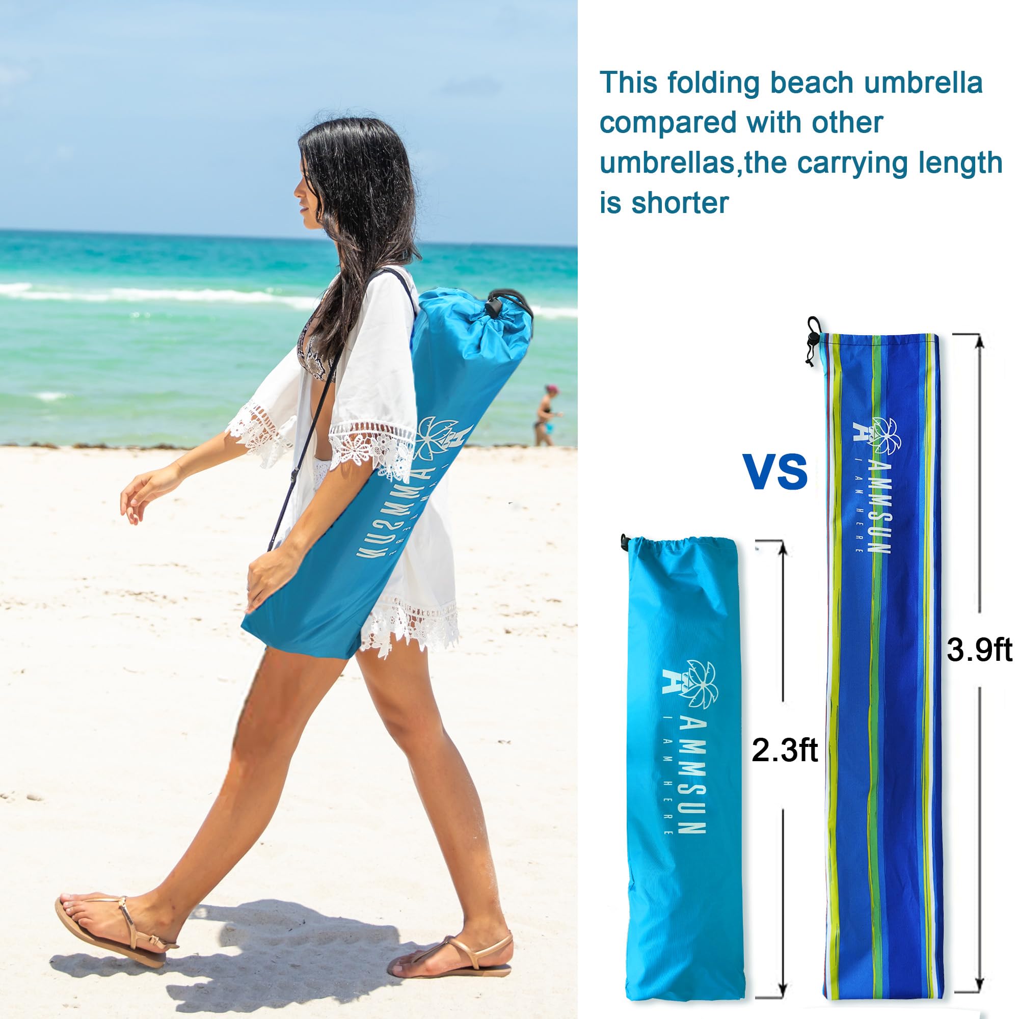 AMMSUN two-folded design packs compactly for travel.