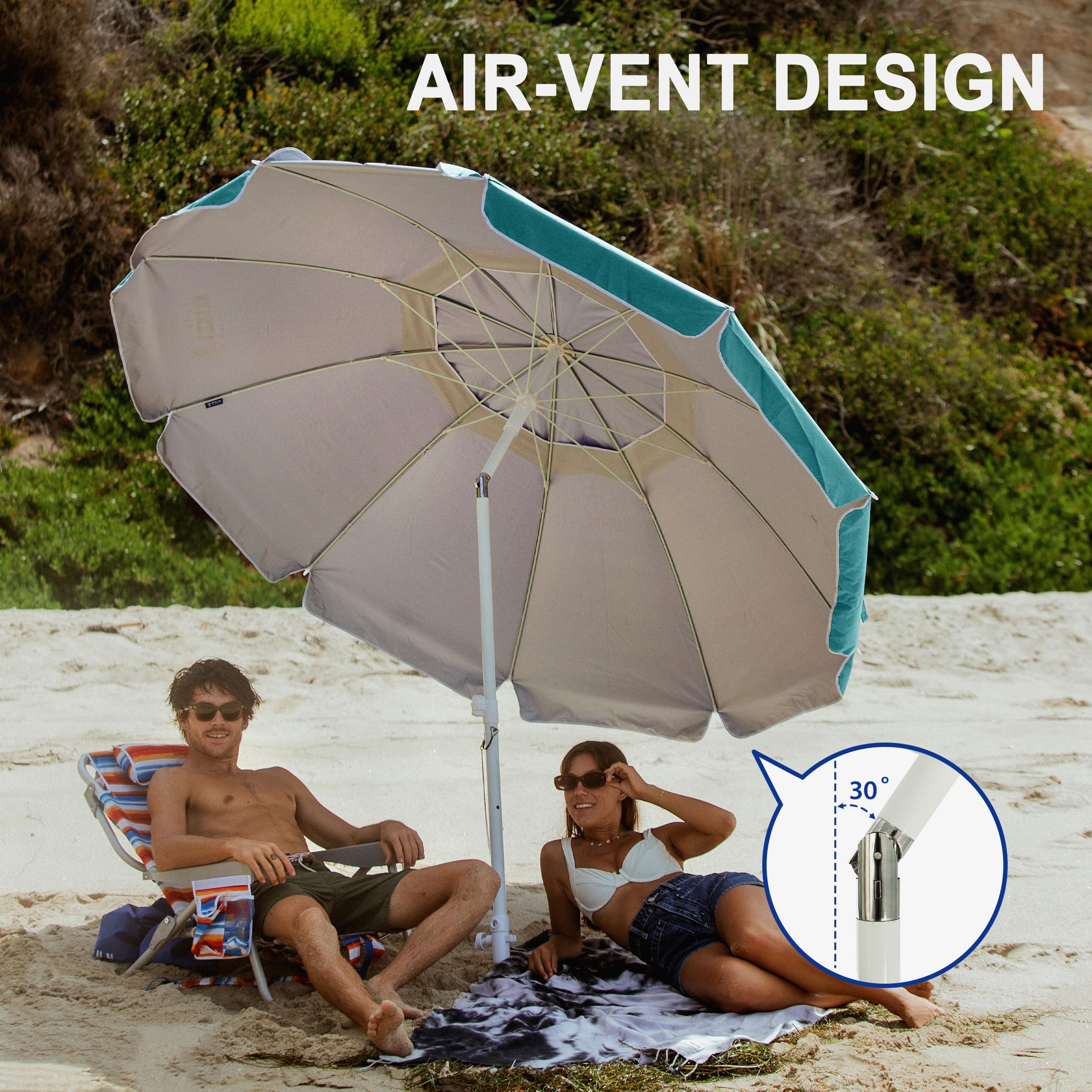 AMMSUN sturdy anchoring system prevents tipping on sand