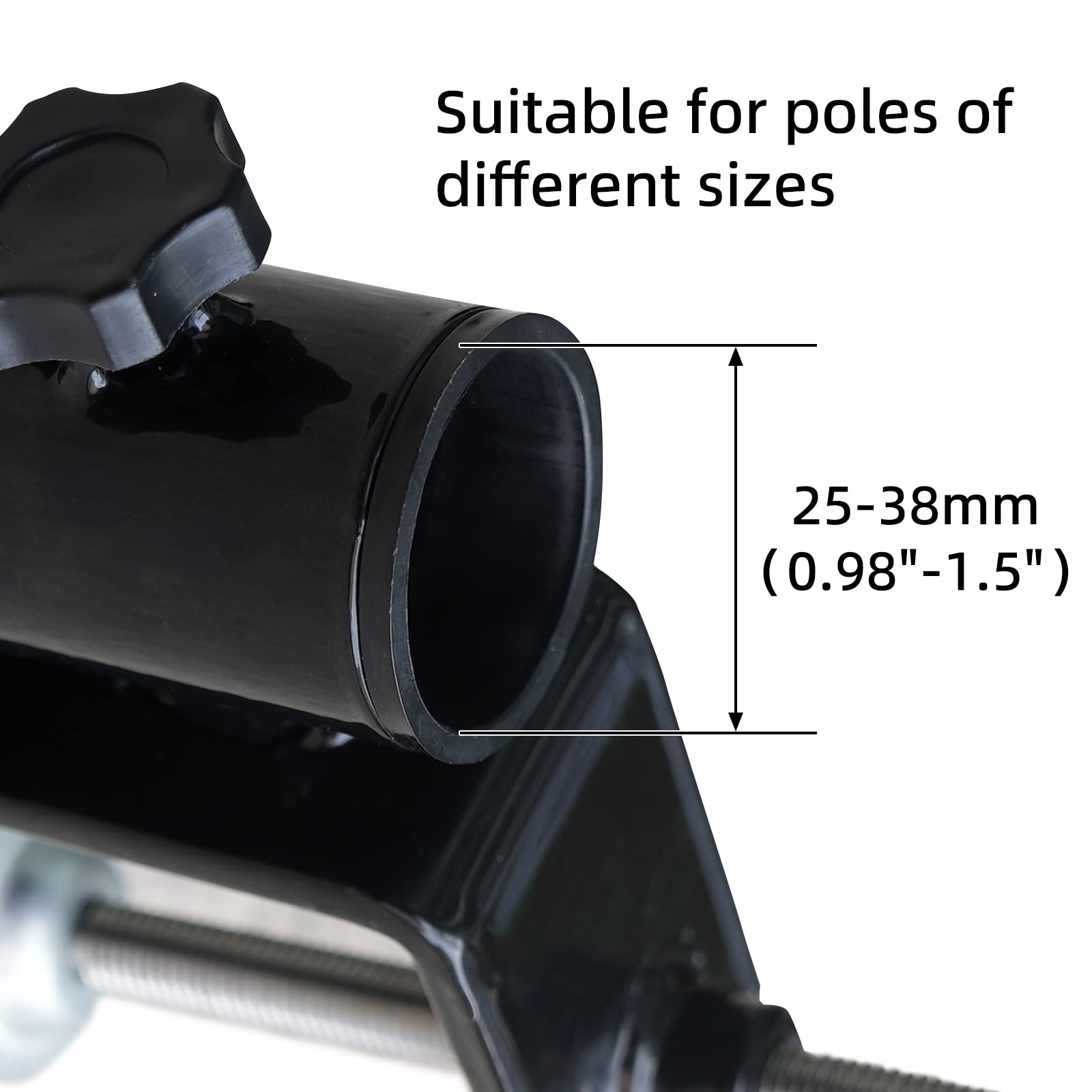 AMMSUN clamp securing an umbrella on bleachers during a tailgate