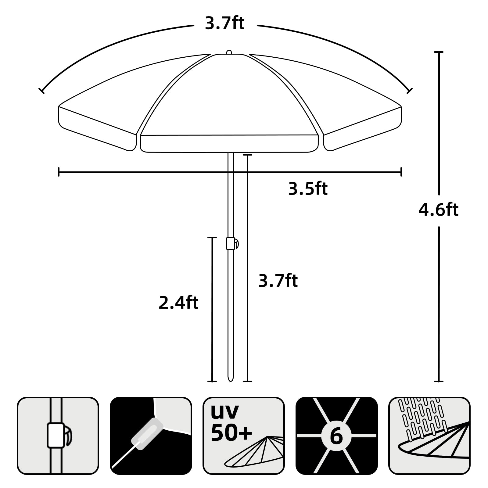 AMMSUN umbrella-fit-picnic-table ensures the right shade at small tables