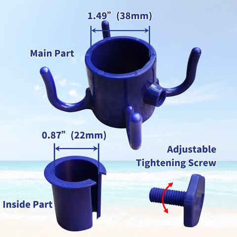 AMMSUN adjustable 4-prong hook fits various poles securely.