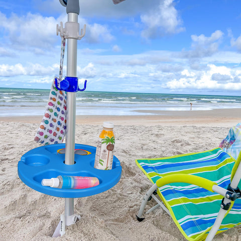 AMMSUN umbrella table with cup holders keeps beverages steady on sunny days.