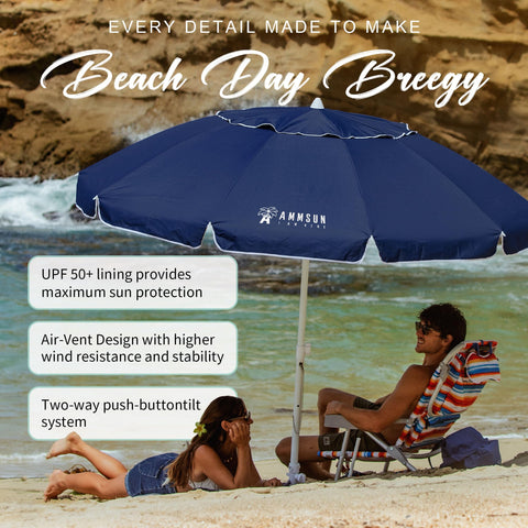 AMMSUN windproof fiberglass ribs keep the shade intact during gusts.