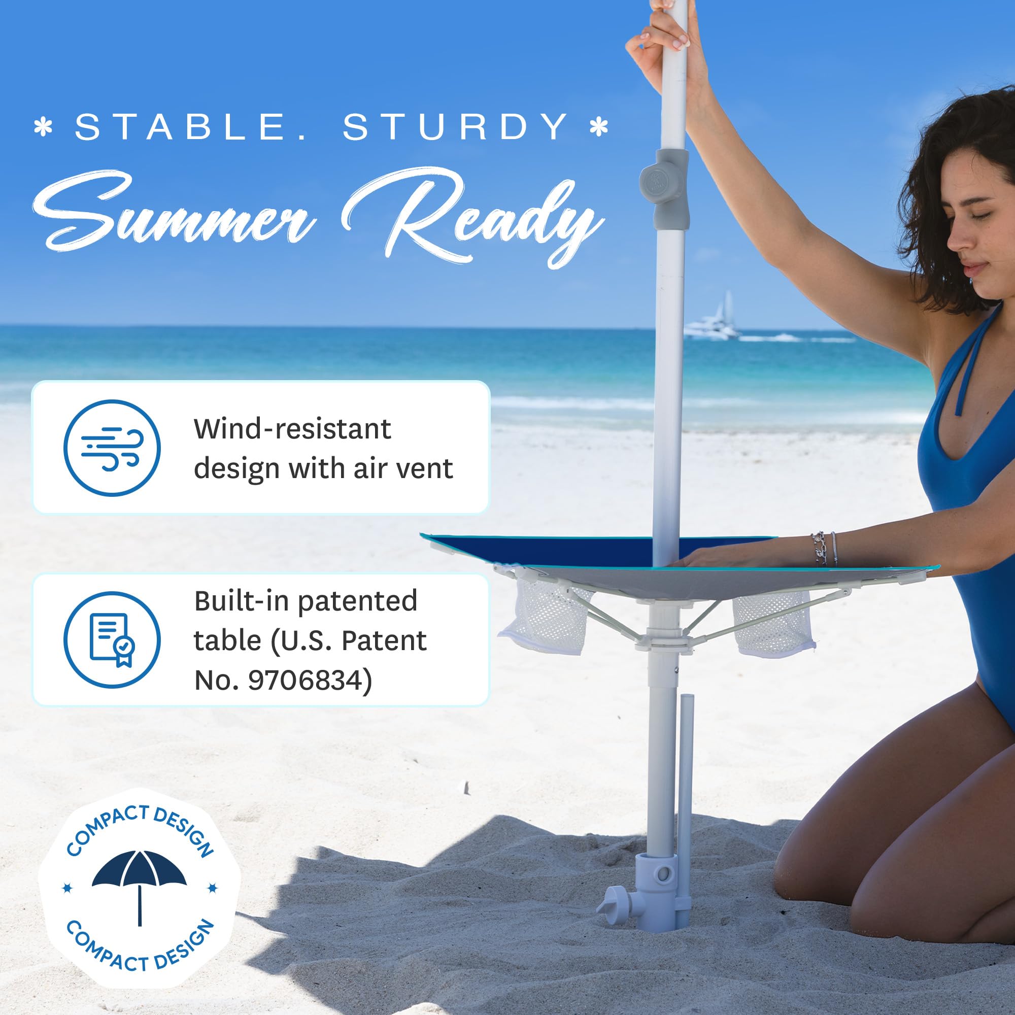 AMMSUN UPF 50+ fabric blocks UV rays for shade.
