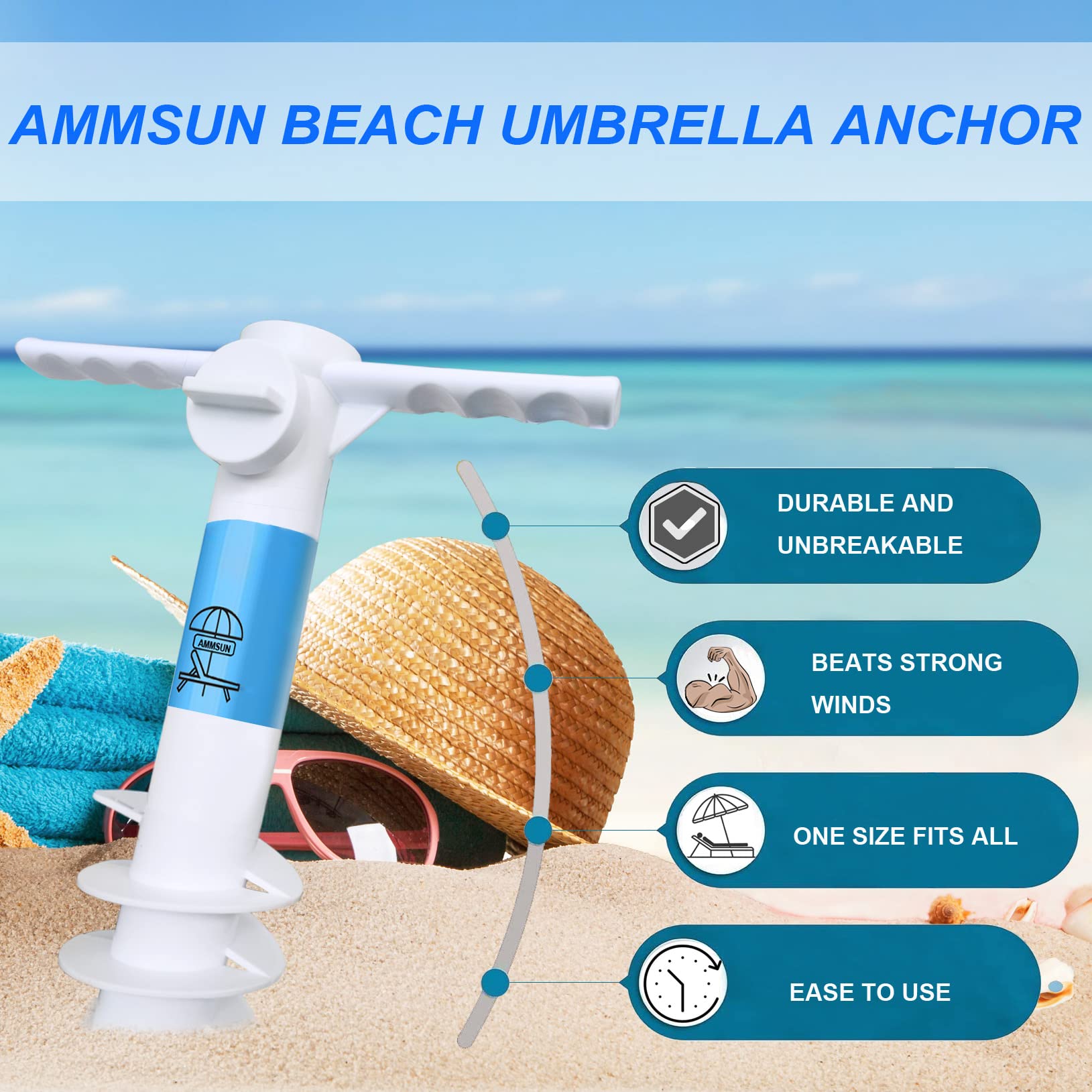 AMMSUN Wind-resistant ABS construction resists sand and salt exposure