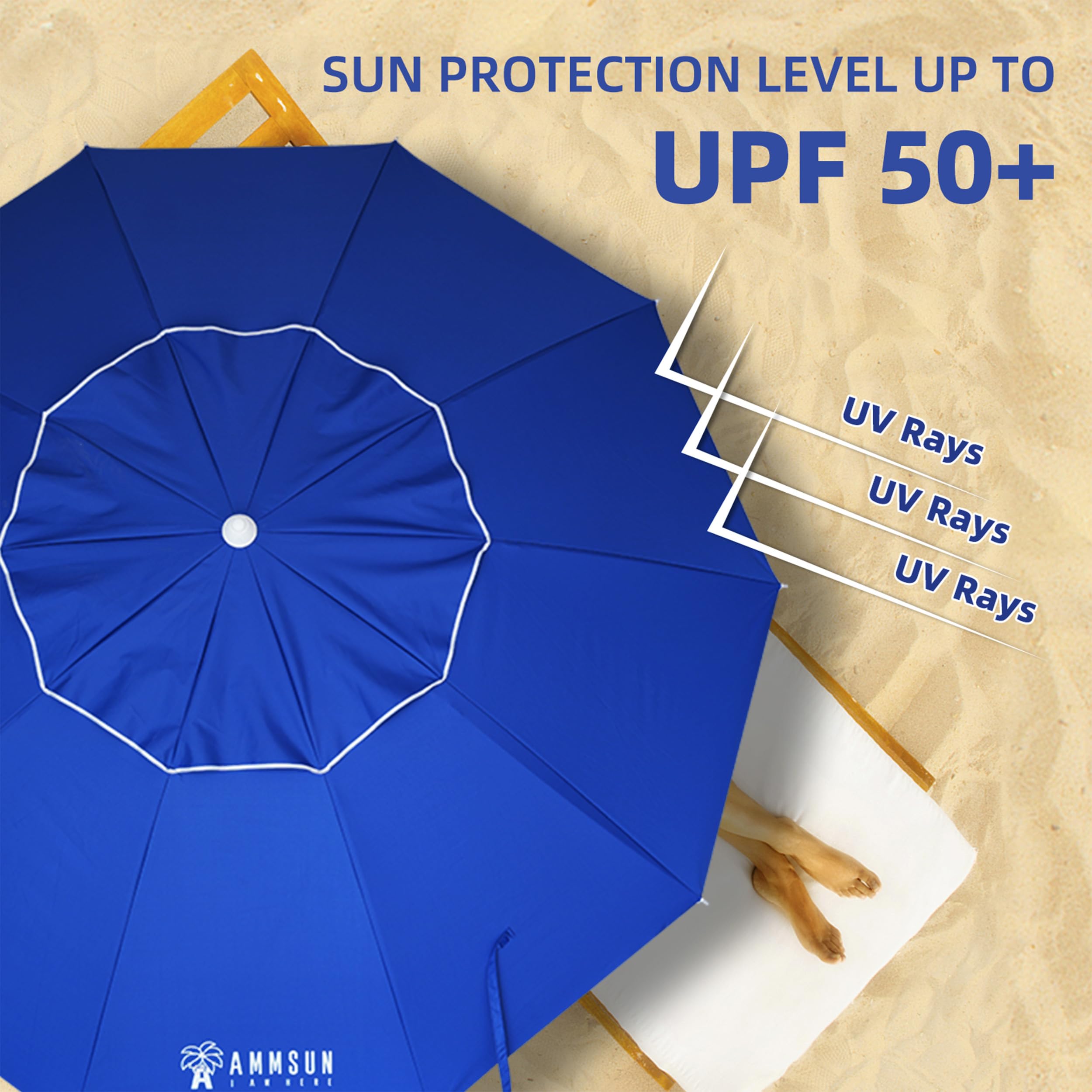 AMMSUN windproof ribs resist gusts while keeping the canopy taut.