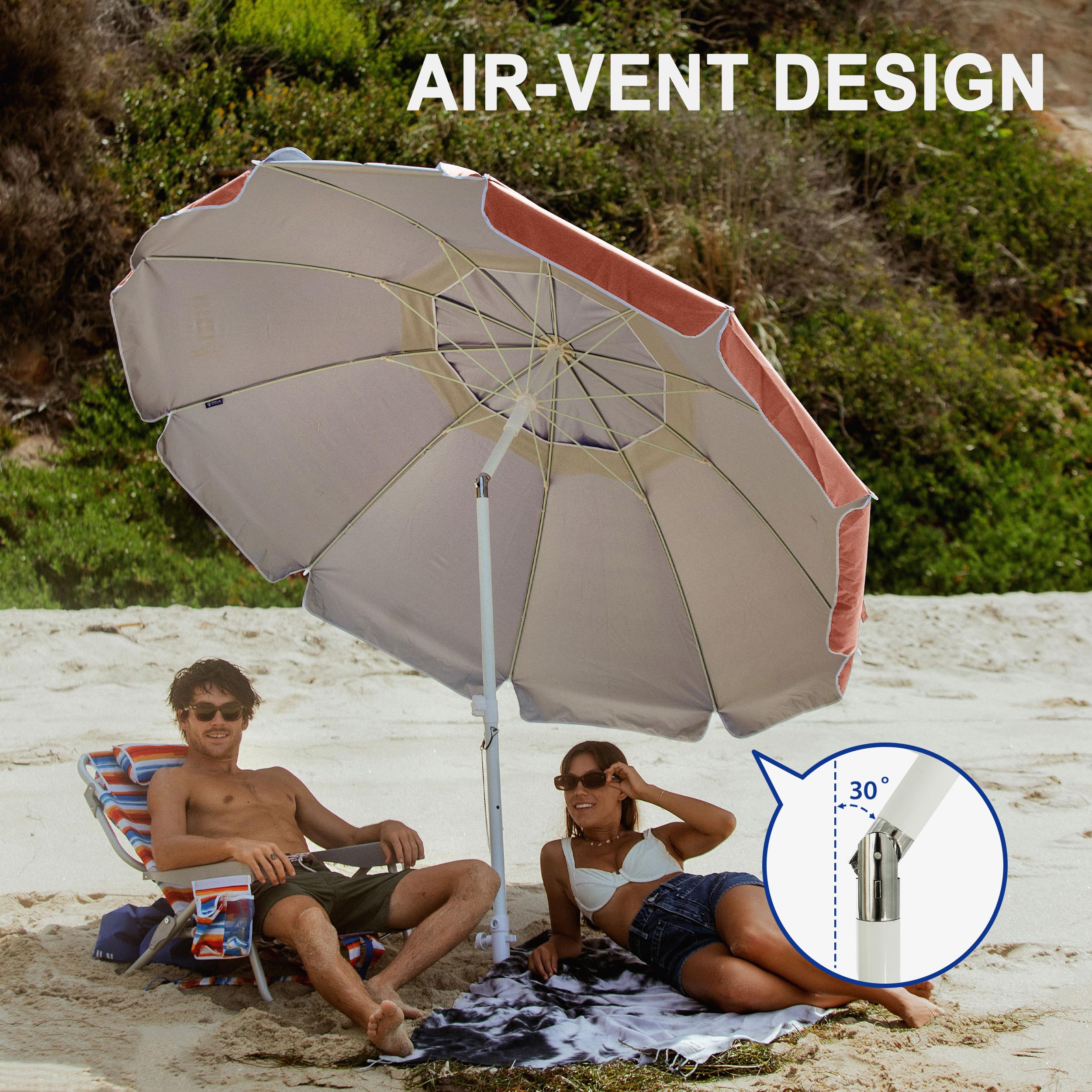 AMMSUN windproof canopy with fiberglass ribs stands up to breezes.