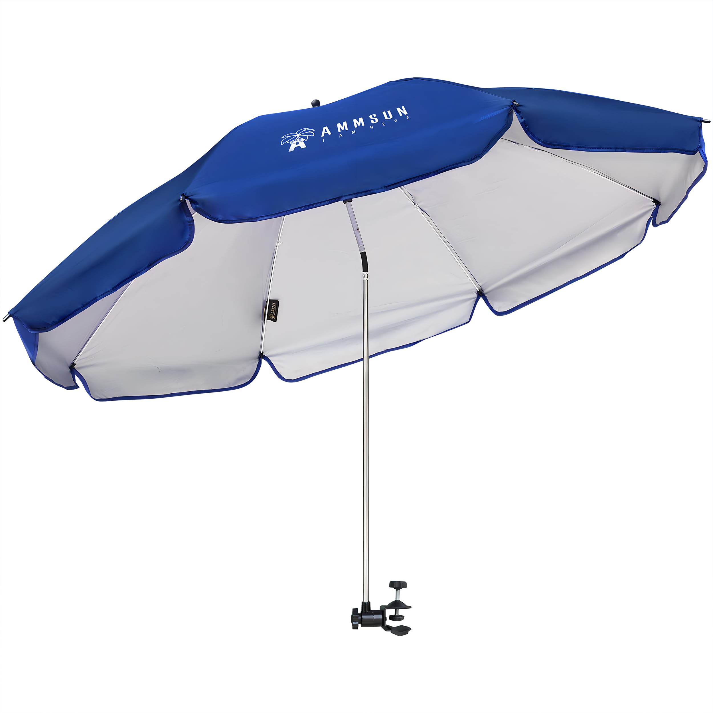 AMMSUN XL Chair Umbrella blue canopy offers shade for outdoor seating.
