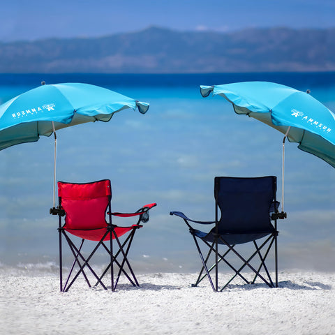 AMMSUN bright blue umbrella complements outdoor chairs and carts
