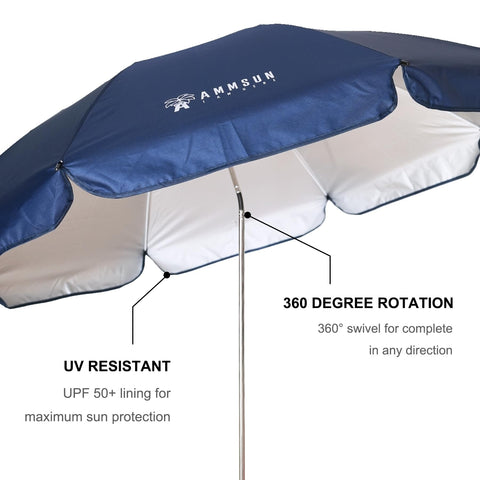 AMMSUN XL Chair Umbrella's sturdy frame resists wind while you relax.