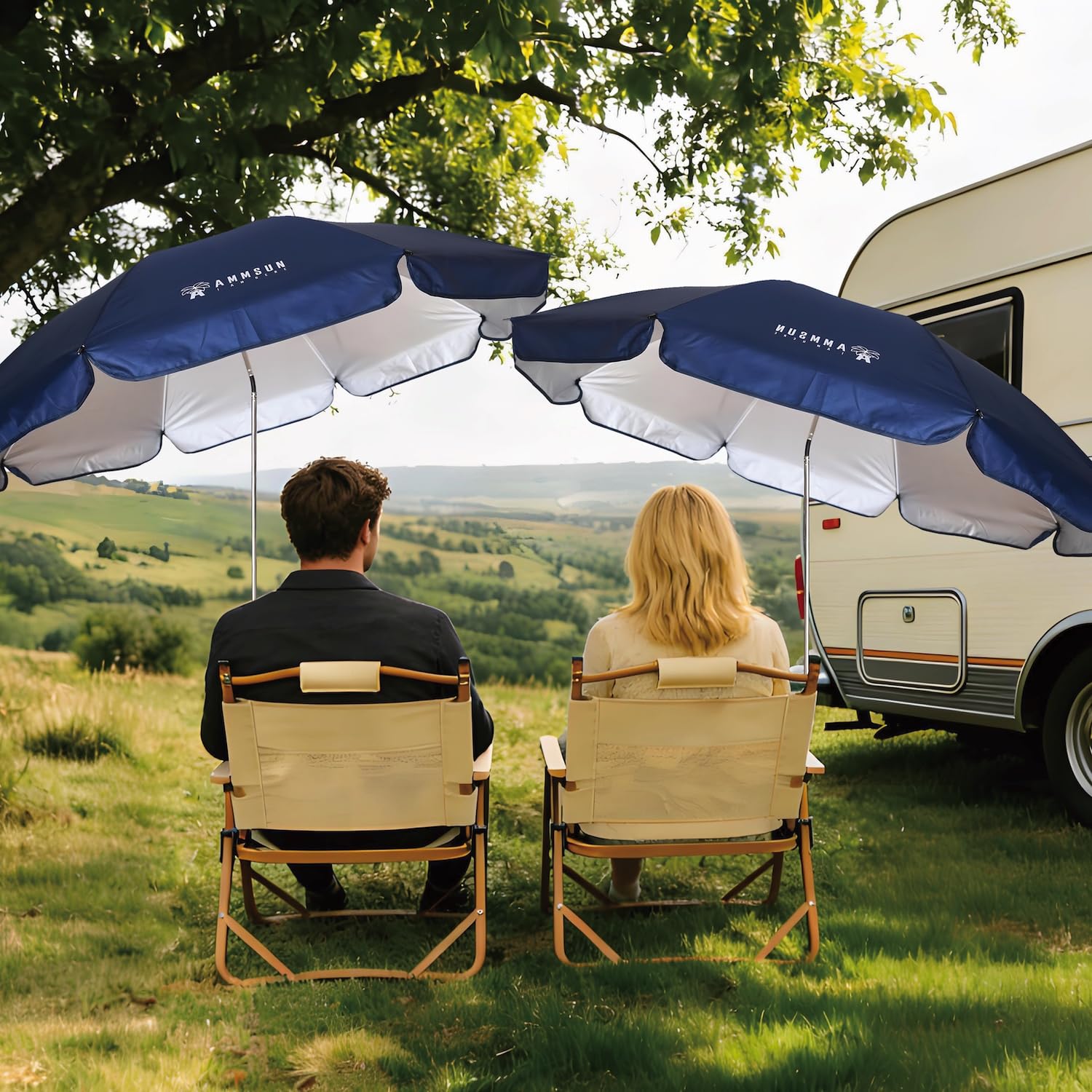 AMMSUN XL chair umbrella tilts and swivels for flexible sun protection.