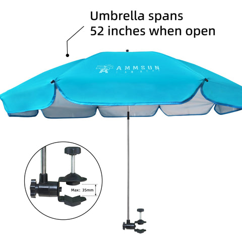 AMMSUN XL universal clamp fits chairs, strollers, and wheelchairs securely.