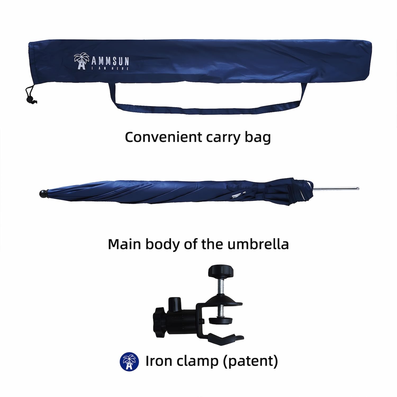 AMMSUN XL universal clamp fits chairs, strollers, wheelchairs, and more.