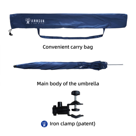 AMMSUN XL clamp fits round or square surfaces up to 1.38 inches.