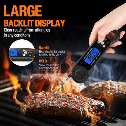 AMMZO digital thermometer with auto-off and hold function to save time