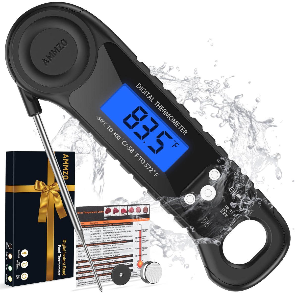 AMMZO meat thermometer with quick-read feature for fast cooking checks