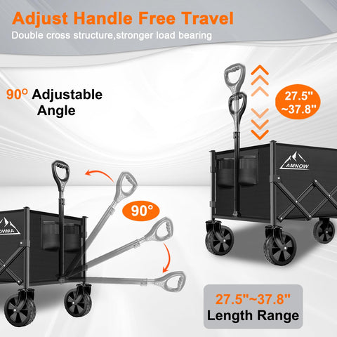 AMNOW collapsible wagon all-terrain wheels ready for outdoor adventures and chores.