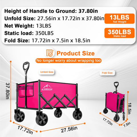 AMNOW adjustable-handle wagon for easy pulling at any height.