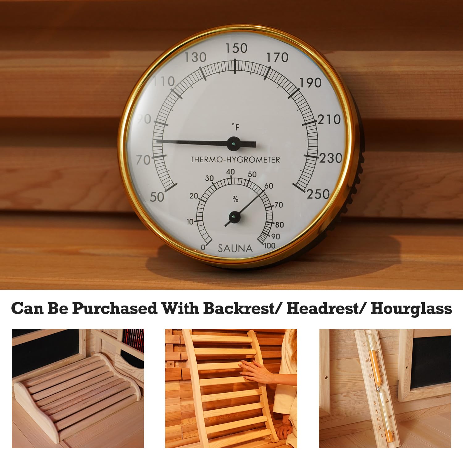 amocane sauna thermometer metal finish highlighting durable glass lens and satin nickel coating