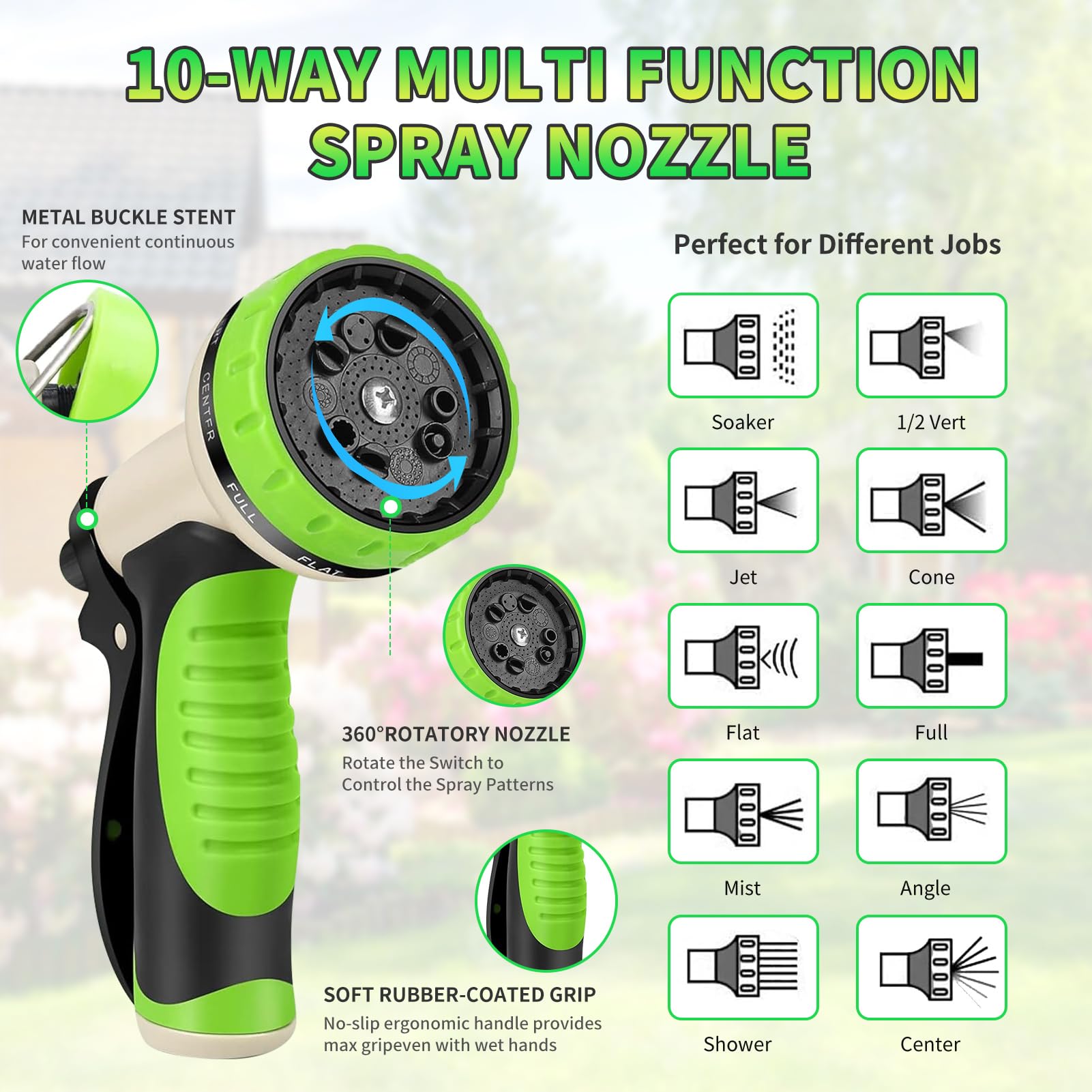 AMOOX 10-function sprayer demonstrates versatile spray patterns for plants and pets.