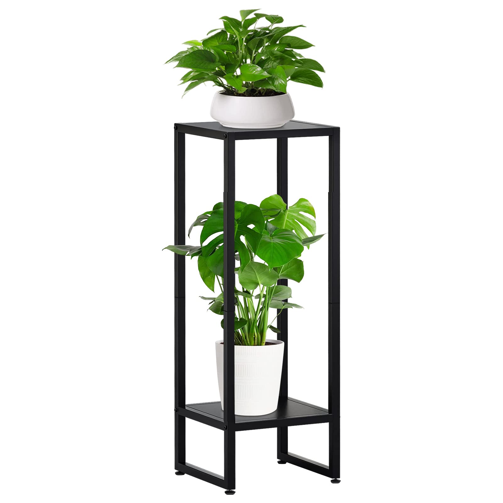 AMOOSON tall two-tier black plant stand for indoor corners and greenery display