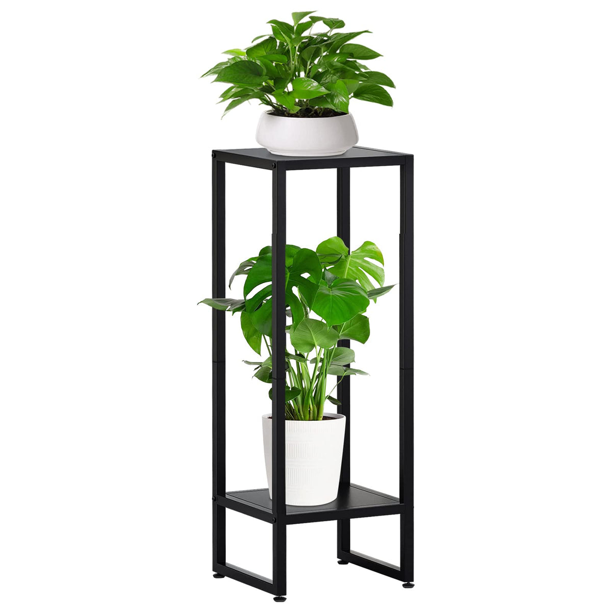 AMOOSON tall two-tier black plant stand for indoor corners and greenery display