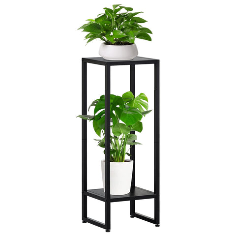 AMOOSON tall two-tier black plant stand for indoor corners and greenery display