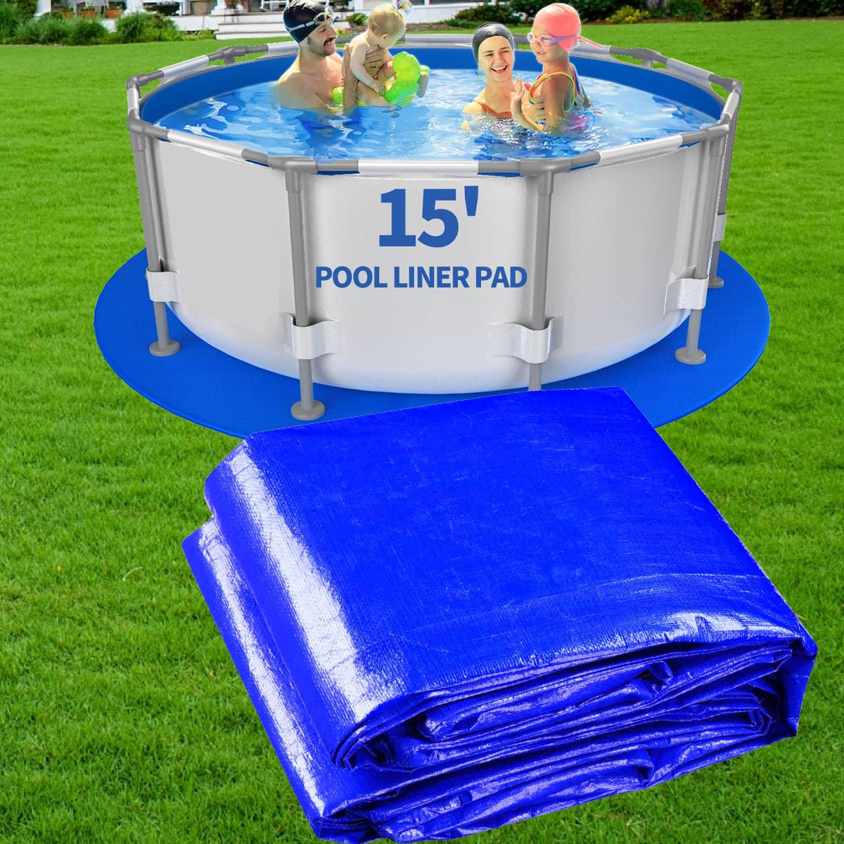 Amortherapie 15FT round pool liner pad cushions the liner for longer life.
