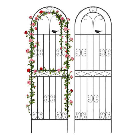 Amoskey iron trellis 71x20in provides sturdy vertical support for climbing plants.