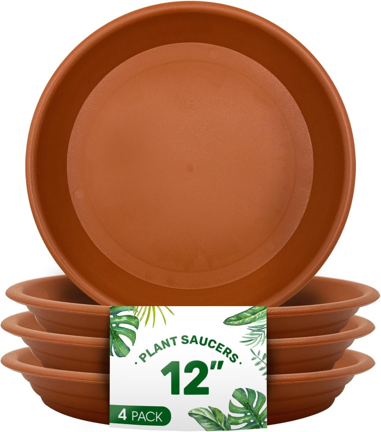 Amoyls 12-inch terracotta saucer, top view, snug fit for 12-inch pots.