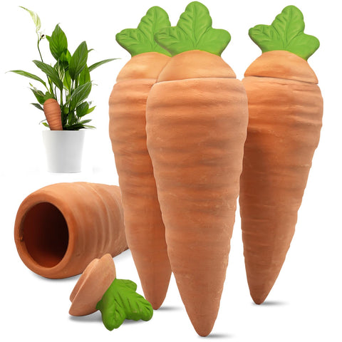 Amoyls carrot design terracotta watering spike for houseplants, steady hydration