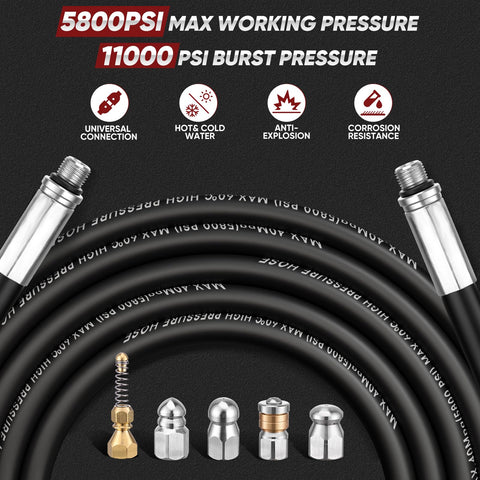 Ampvolts five-nozzle set enabling versatile cleaning for various pipe shapes