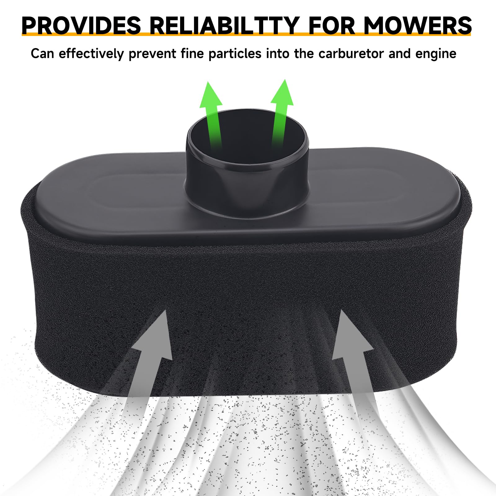 AMTOLXL foam pre-filter captures large debris to protect the main filter.
