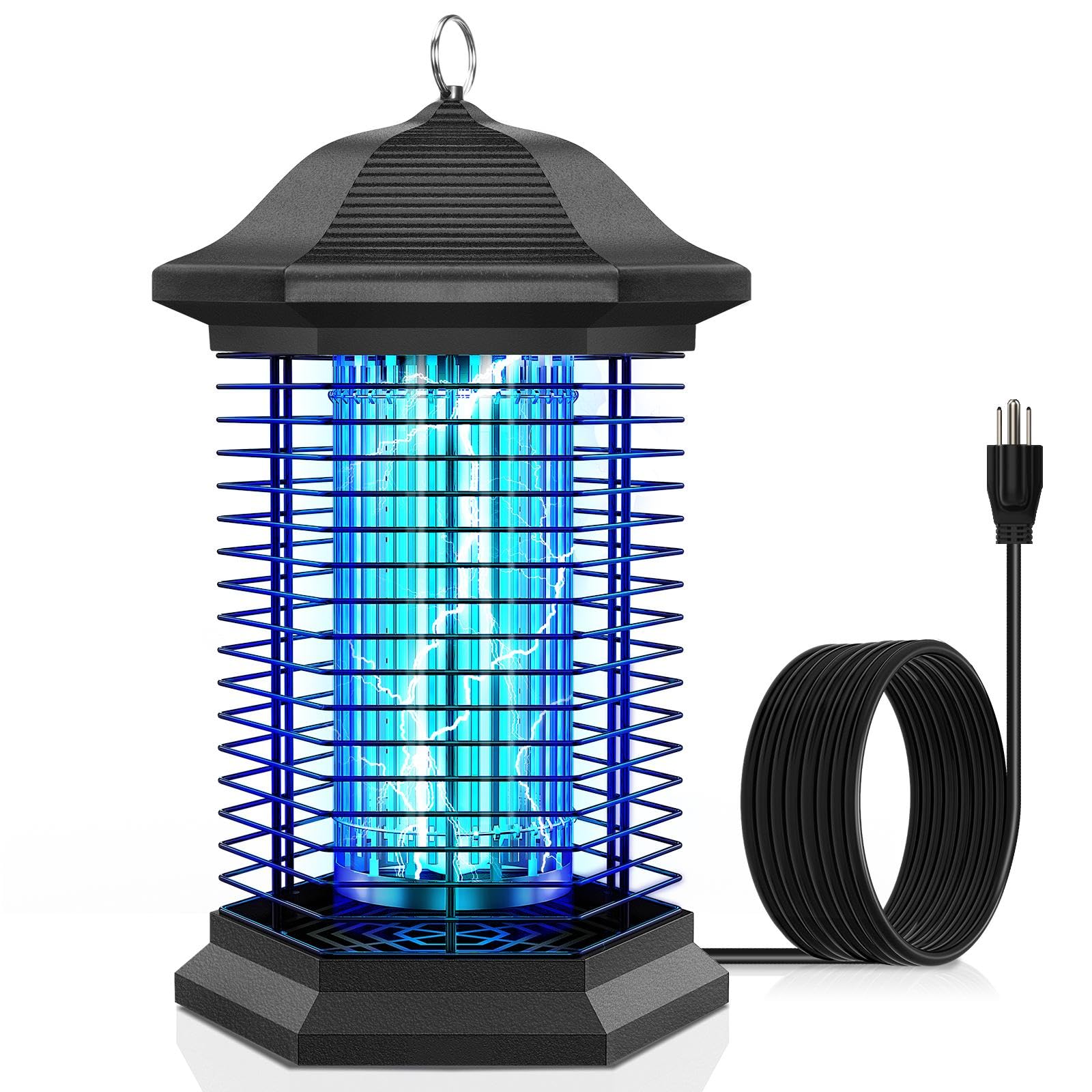 AMUFER Bug Zapper outdoor front view shows rugged ABS shell for weather resistance.