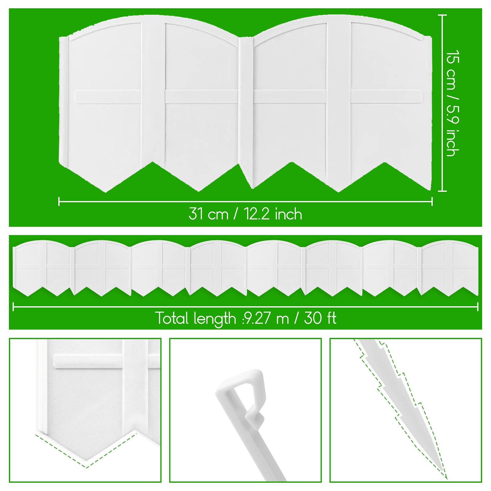 AMURS edging dimensions highlight 12.16 by 5.9 inches per piece.