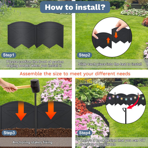 AMURS Garden Edging decorative hooks for lights and pots along borders