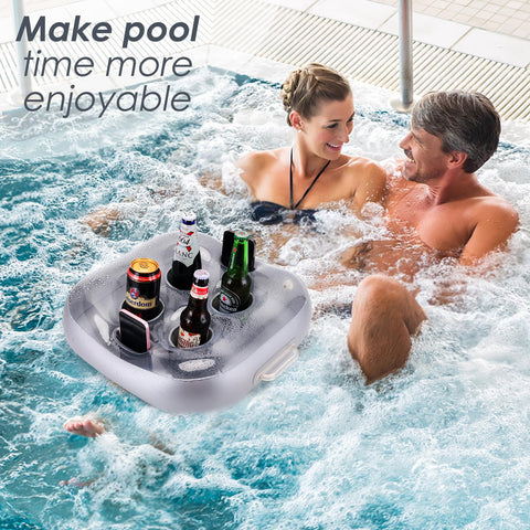 amusediy floating bar keeps drinks snacks and phones accessible during pool time